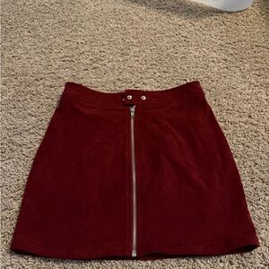 Kendall & Kylie Deep Red Mini Skirt with Zipper